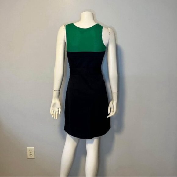 Theory Women's Black Green Sleeveless Scoop Neck Tailored Dress Size 4 - Picture 3 of 10